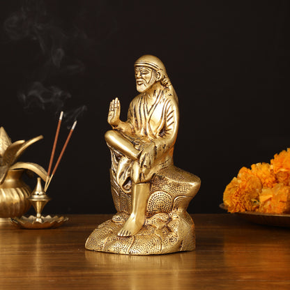 Brass Superfine Sai Baba Idol - 8.5" Divine Sculpture