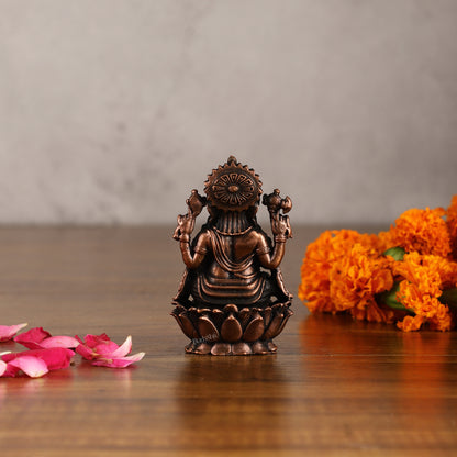 Pure Copper Ganesha on Lotus Idol | 3"