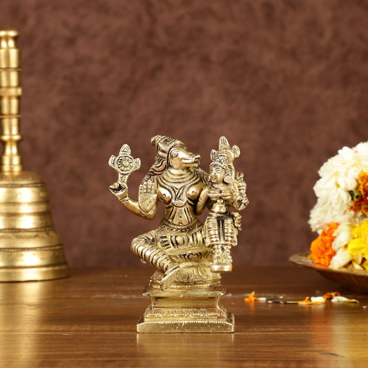 Brass Complete Shiv Parivar Idol - 10x8x6.5 Inch