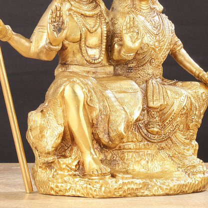 Brass Seated Shiv Parvati Idol 9"