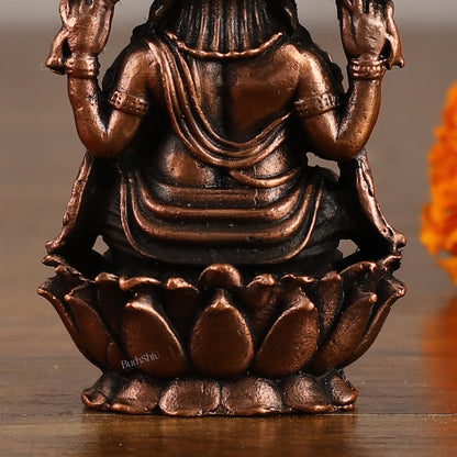 Pure Copper Ganesha on Lotus Idol | 3"