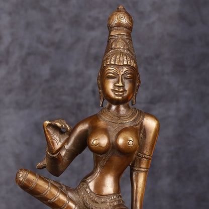 Elegant Pure Brass Seated Parvati Idol – 9 Inch Height