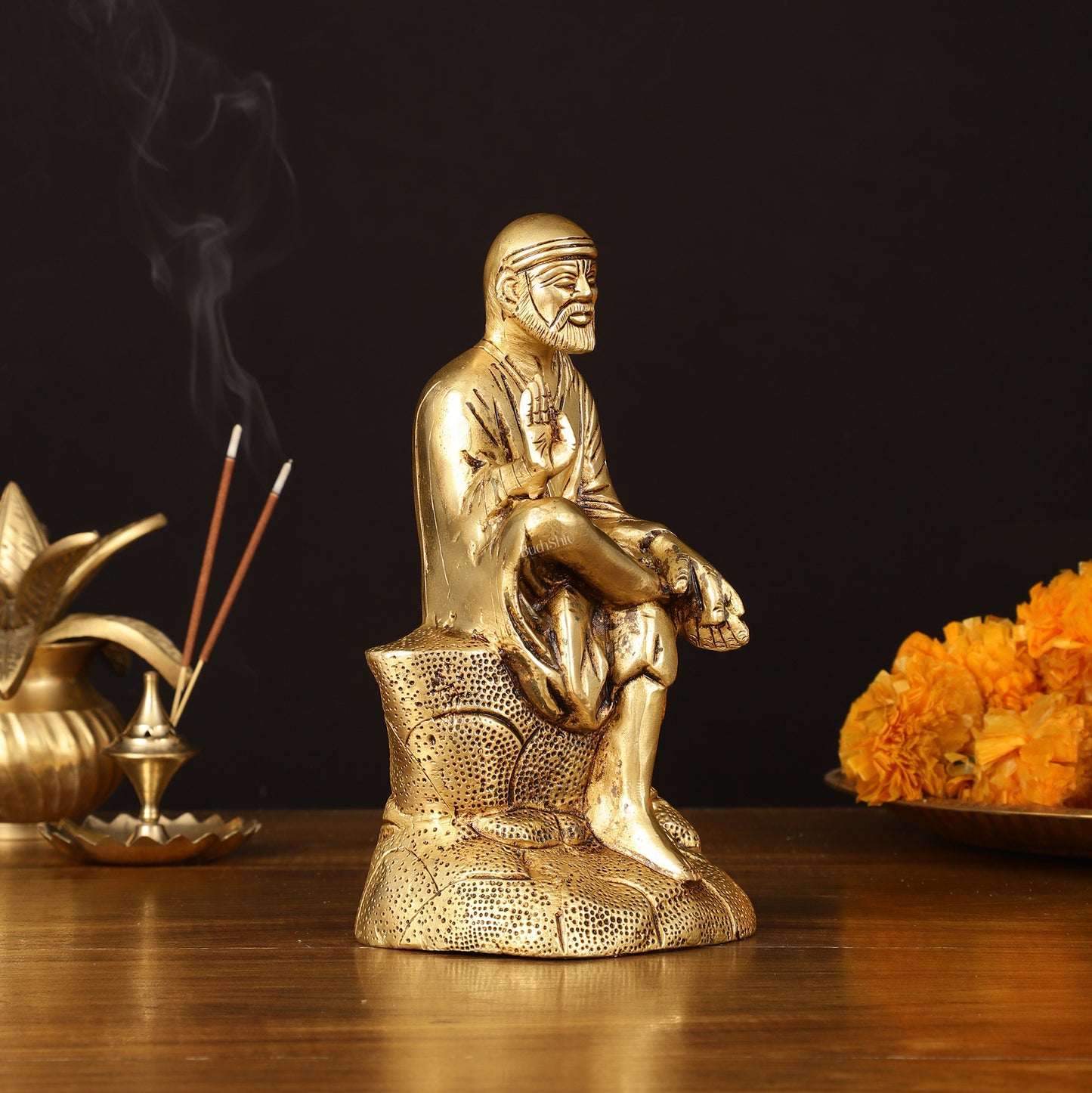 Brass Superfine Sai Baba Idol - 8.5" Divine Sculpture