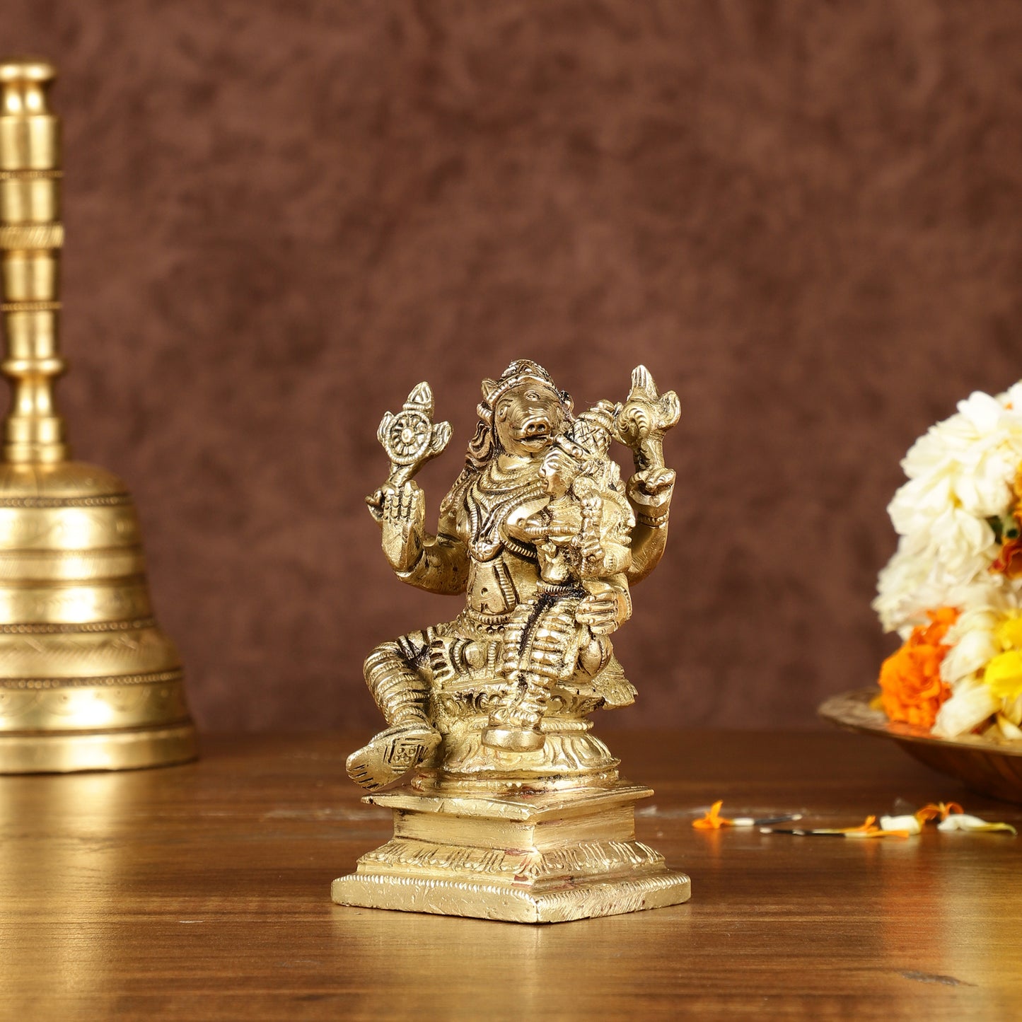 Exquisite Brass Varaha Lakshmi Idol | Height: 4 inch