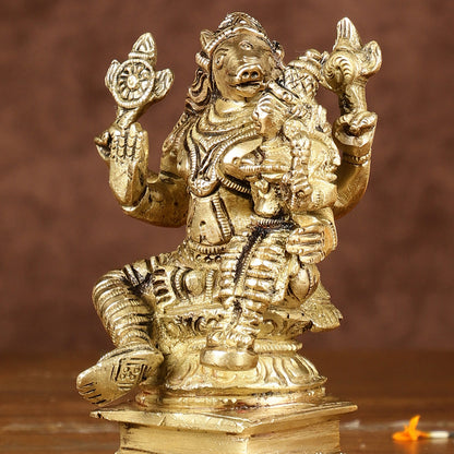 Exquisite Brass Varaha Lakshmi Idol | Height: 4 inch