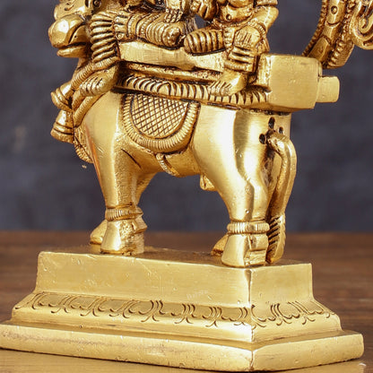 Pure Brass Shiva Parvati on Nandi Pradosha Nayagar Idol - 5.5" Height