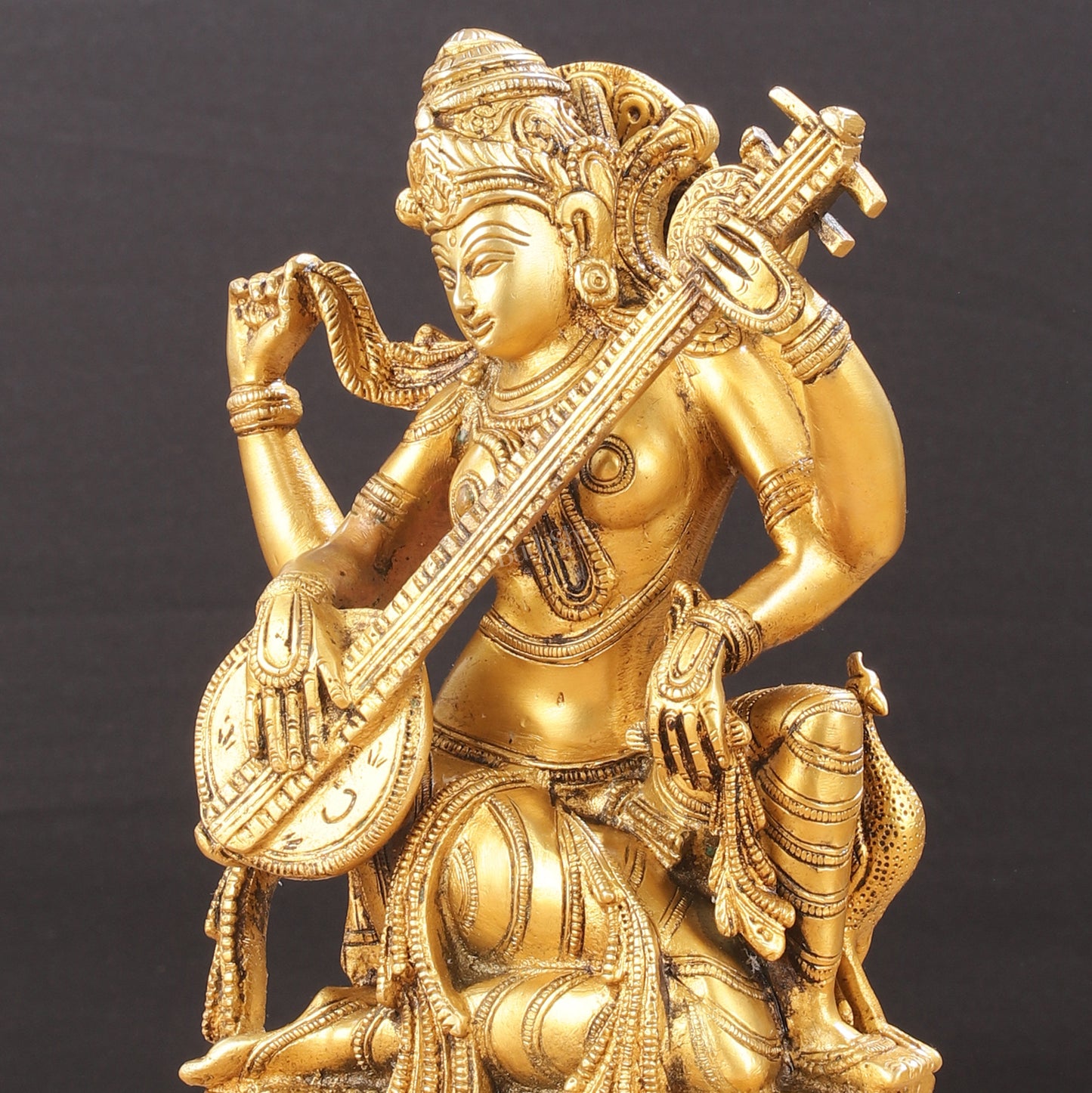 Pure Brass Sampoorn Saraswati Devi Murti - 9.5 Inch