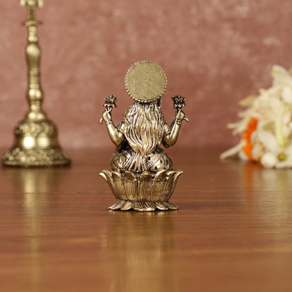 Pure Brass Superfine Small Goddess Lakshmi Idol - 2.5" Tall