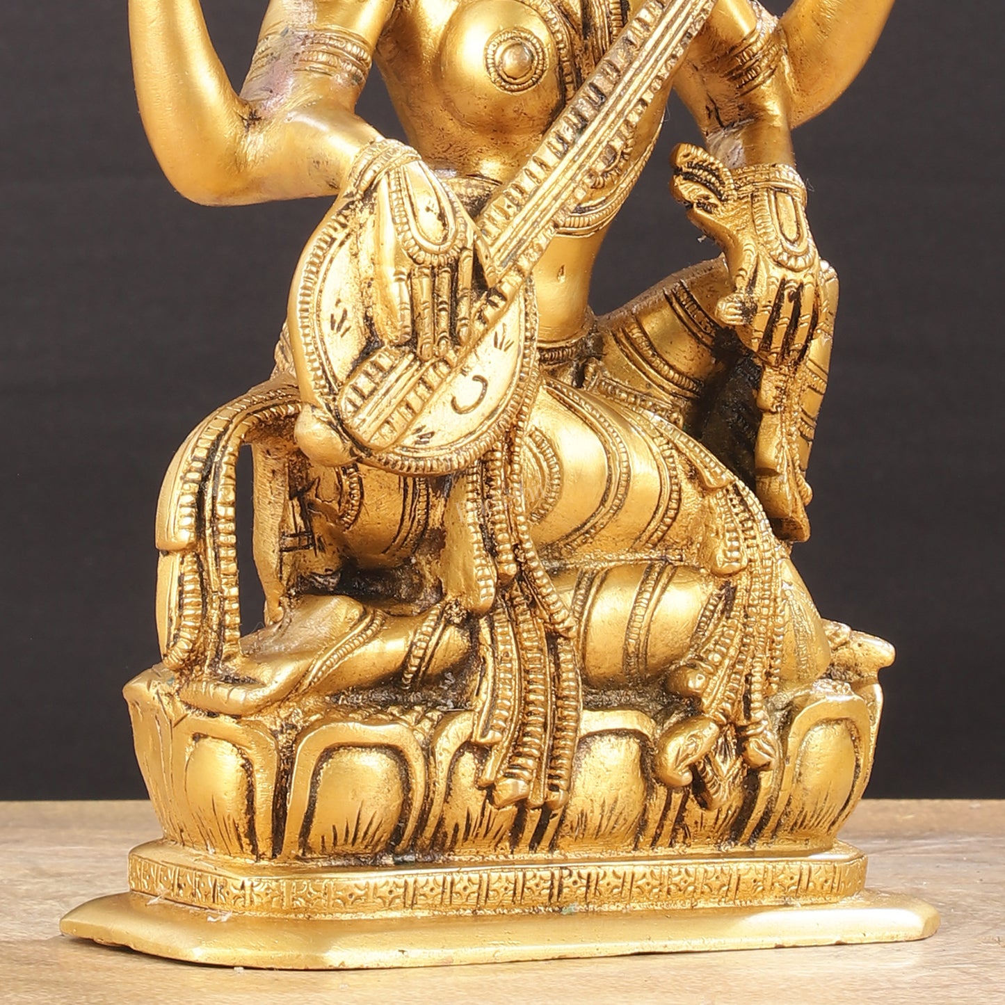 Pure Brass Sampoorn Saraswati Devi Murti - 9.5 Inch