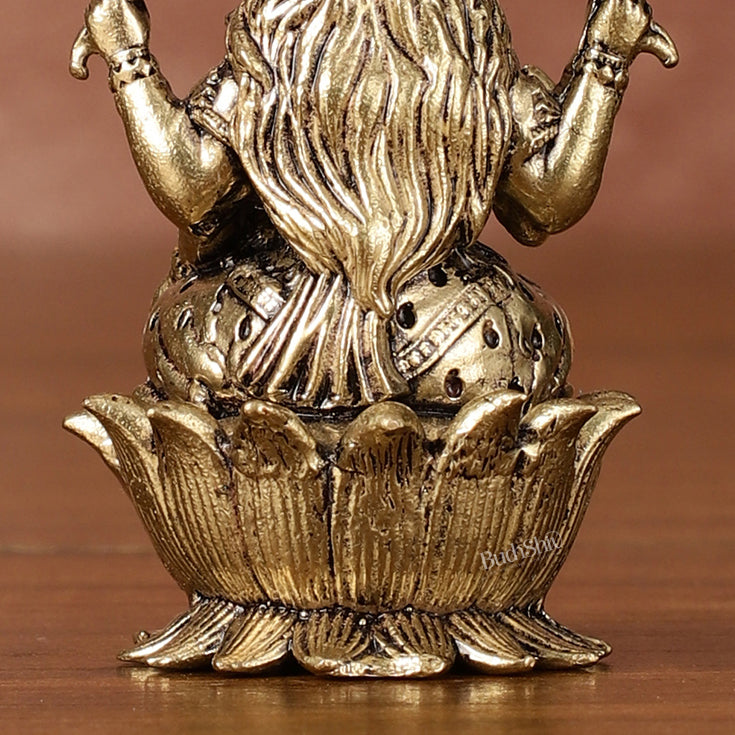 Pure Brass Superfine Small Goddess Lakshmi Idol - 2.5" Tall