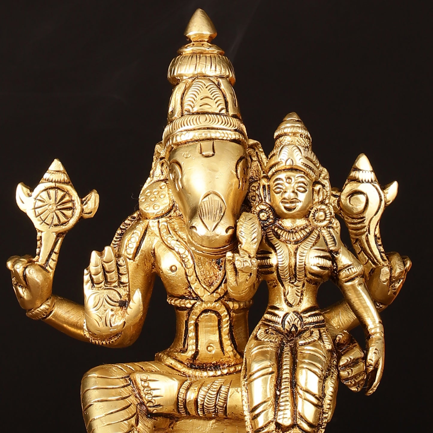 Exquisite Brass Hayagriva Lakshmi Statue - 6" Divine Craftsmanship