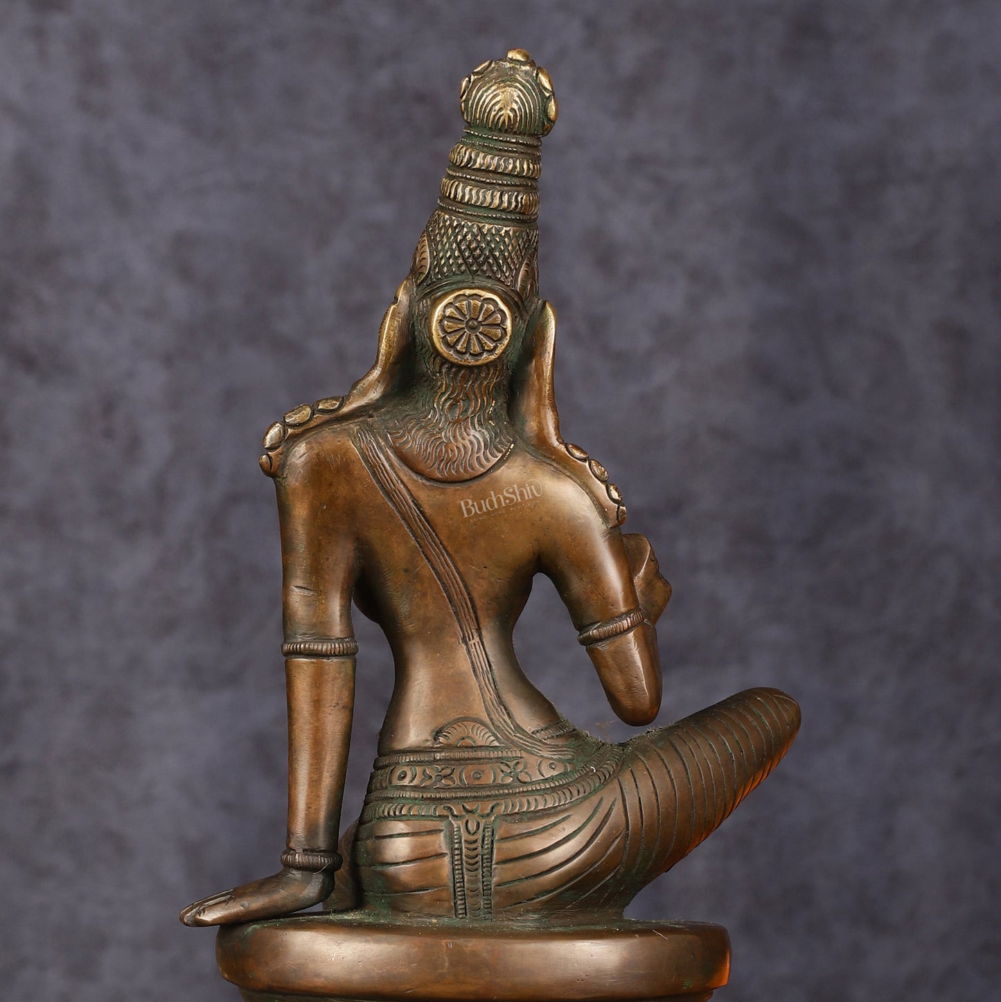 Pure Brass Superfine Seated Parvati Idol Bronze Finish - 11" Tall