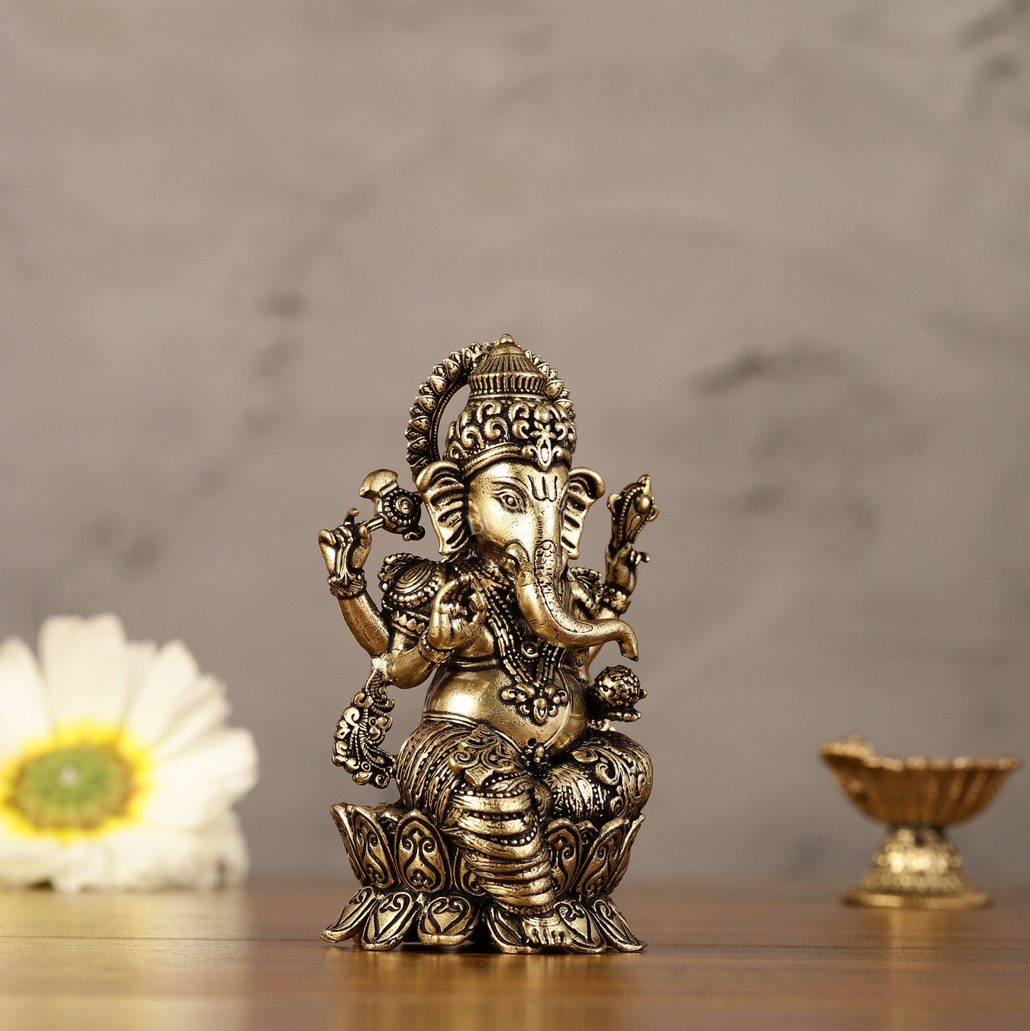 Pure brass small ganesha Intricate idol