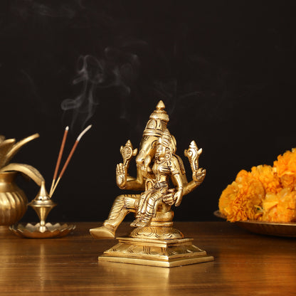 Exquisite Brass Hayagriva Lakshmi Statue - 6" Divine Craftsmanship