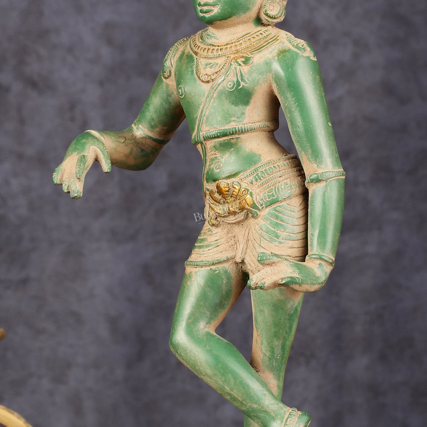 Pure Brass Vrishabhavahanamurti Shiva Statue Green Antique Patina - 11.5" Tall