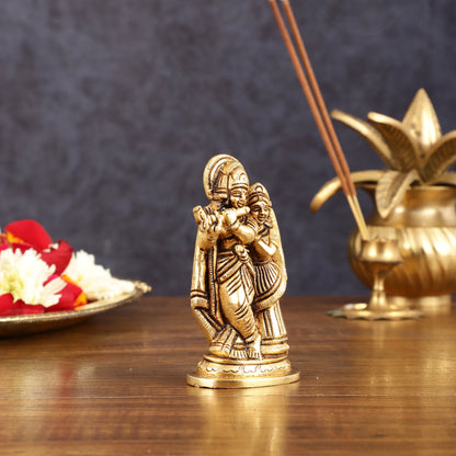 Brass Superfine Small Radha Krishna Together Idol - 4" Height