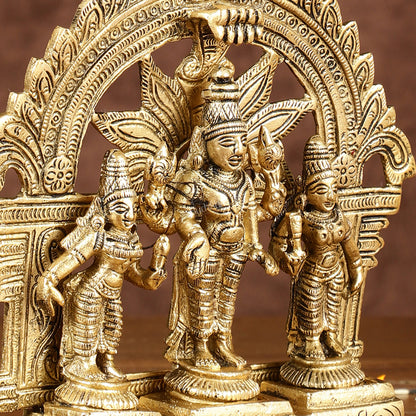 Divine Pure Brass Tirupati Balaji with Bhudevi and Sridevi Set with Thiruvarchi | Height: 5.5 inch