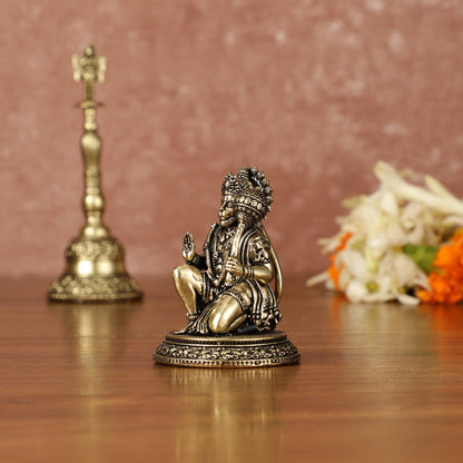 Pure Brass Miniature Lord Hanuman Idol - 2 Inch