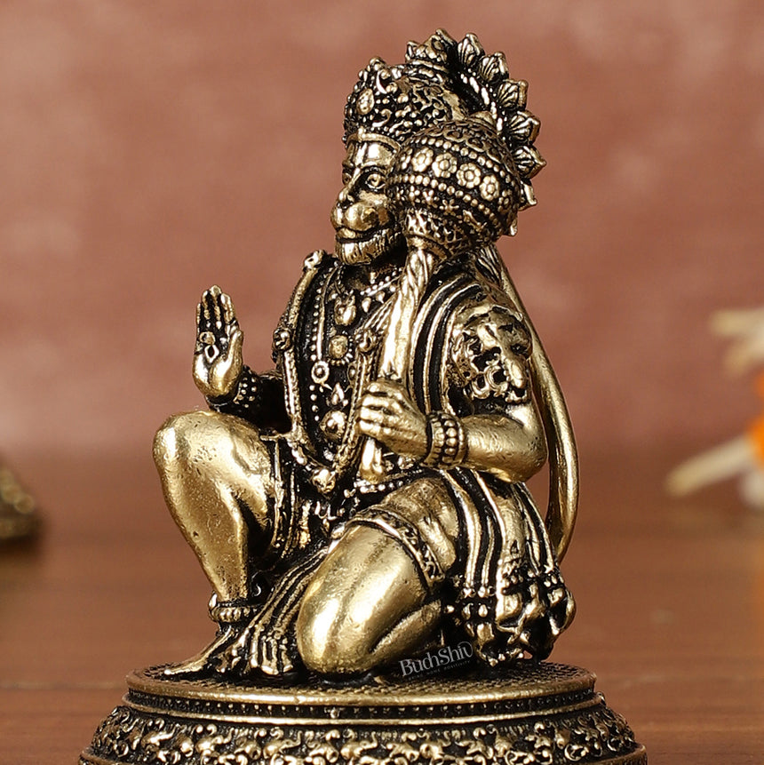 Pure Brass Miniature Lord Hanuman Idol - 2 Inch