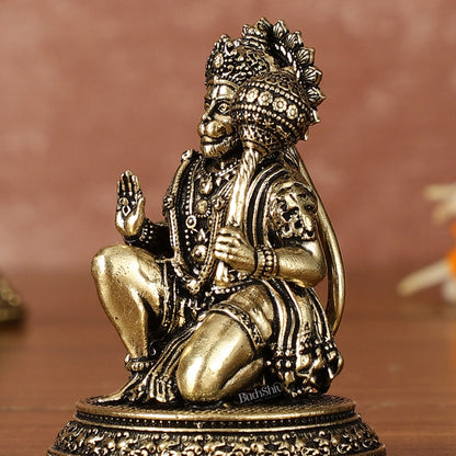 Pure Brass Miniature Lord Hanuman Idol - 2 Inch