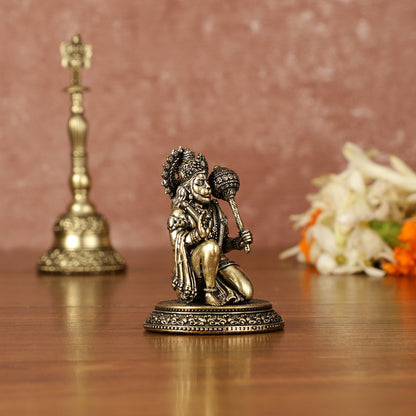 Pure Brass Miniature Lord Hanuman Idol - 2 Inch