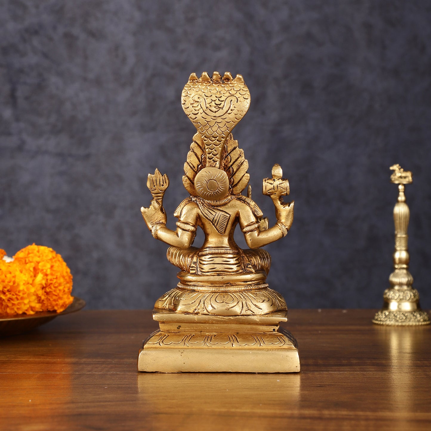 Brass Anglamam Mariamman Goddess Statue - 6" Height, Hindu Deity of Rain