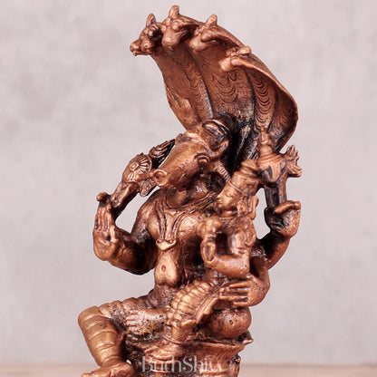 Pure Copper Hayagriva Lakshmi Idol Seated on Sheshnaag - 5.5 Inch