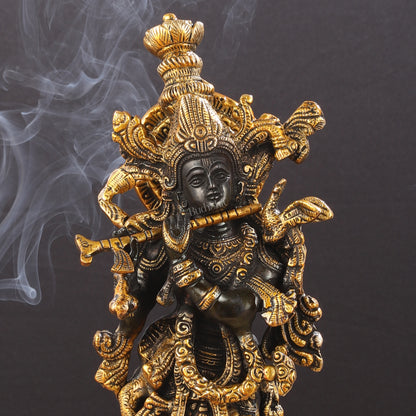 Divine 15-Inch Brass Krishna Idol