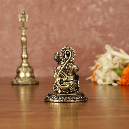 Pure Brass Miniature Lord Hanuman Idol - 2 Inch