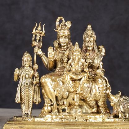 Pure Brass Lord Shiva Parivar Idol - 4"