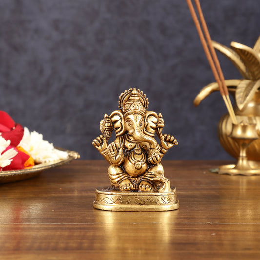 Brass Small Lord Ganesha Superfine Idol - 3" Height