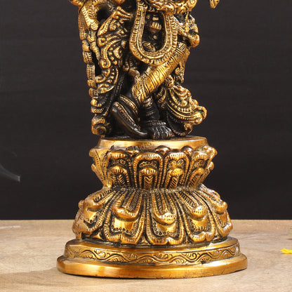 Divine 15-Inch Brass Krishna Idol