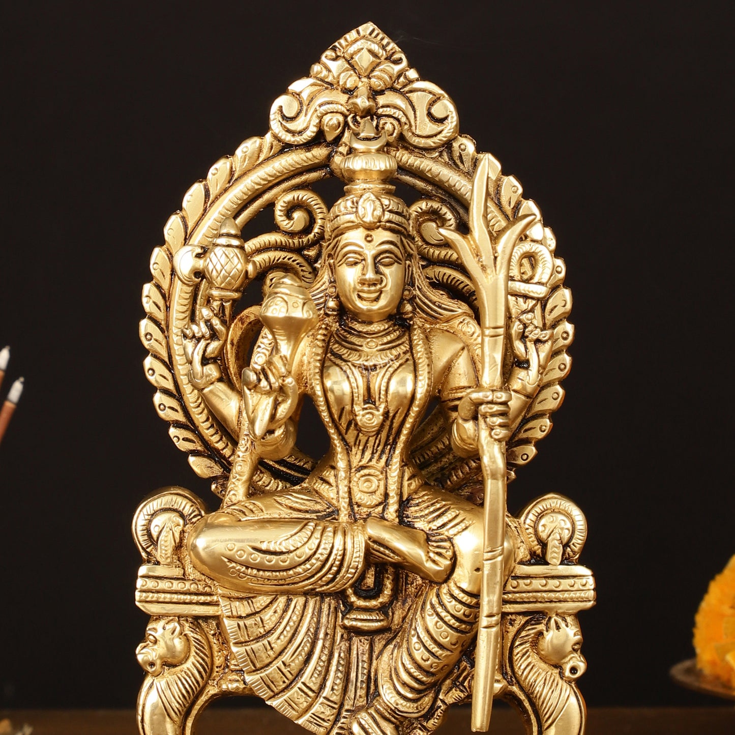 Brass Superfine Goddess Raja Rajeshwari Kamakshi Lalita Devi Idol - 7.5" Elegant Sculpture