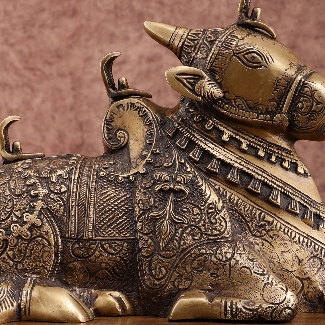 Pure Brass Nandi Statue – Intricately Carved