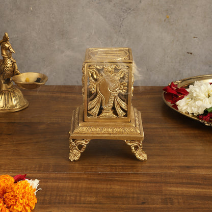 Dhoop Dhani with Shankh chakra namah design| T-Light Holder | 6.5x5x5 inch