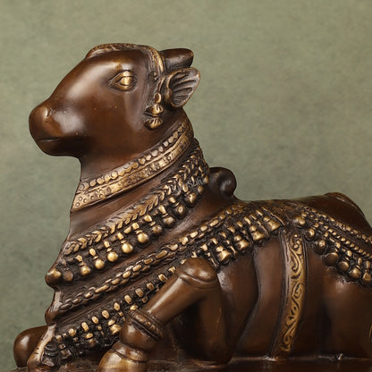 Brass Nandi Statue - 8 Inch