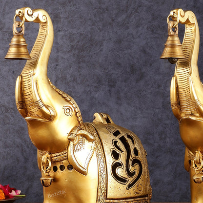 Pure Brass Elephant T light candle holder pair brass lamps 10.5"