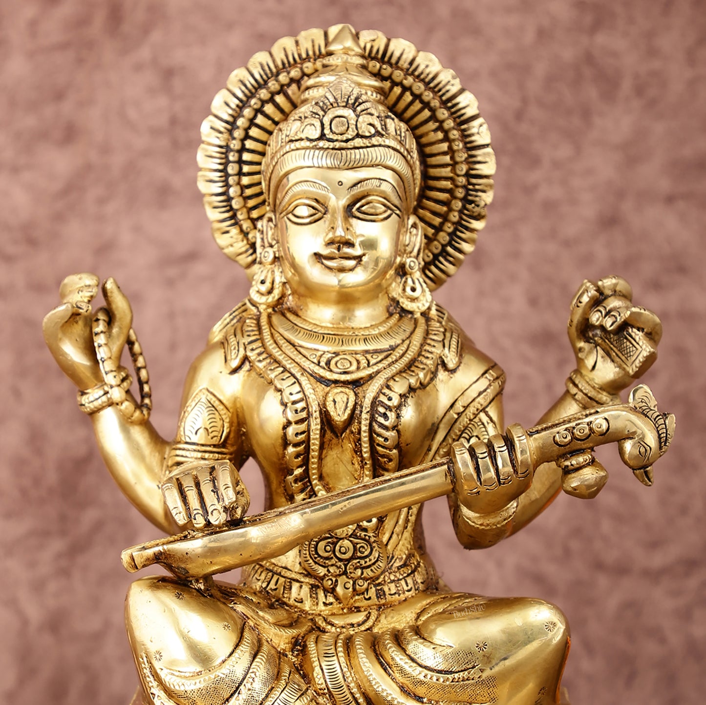 Pure Brass Goddess Saraswati Statue 12 Inches | Symbol of Wisdom and Art