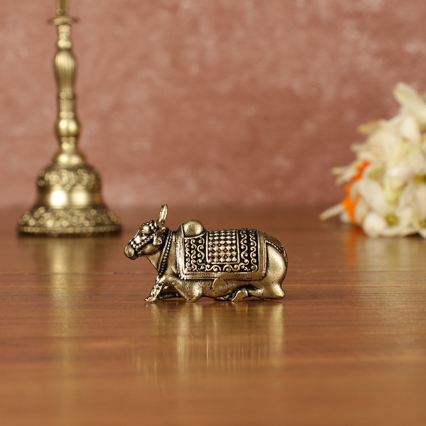 Brass Tiny Miniature Nandi Idol - 1" Tall