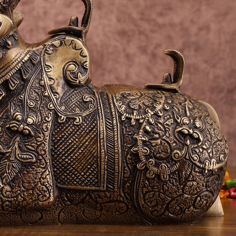 Pure Brass Nandi Statue – Intricately Carved