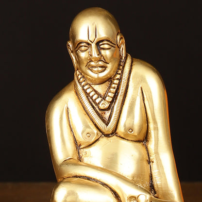 Brass Superfine Swamy Samarth Idol - 4" Divine Sculpture