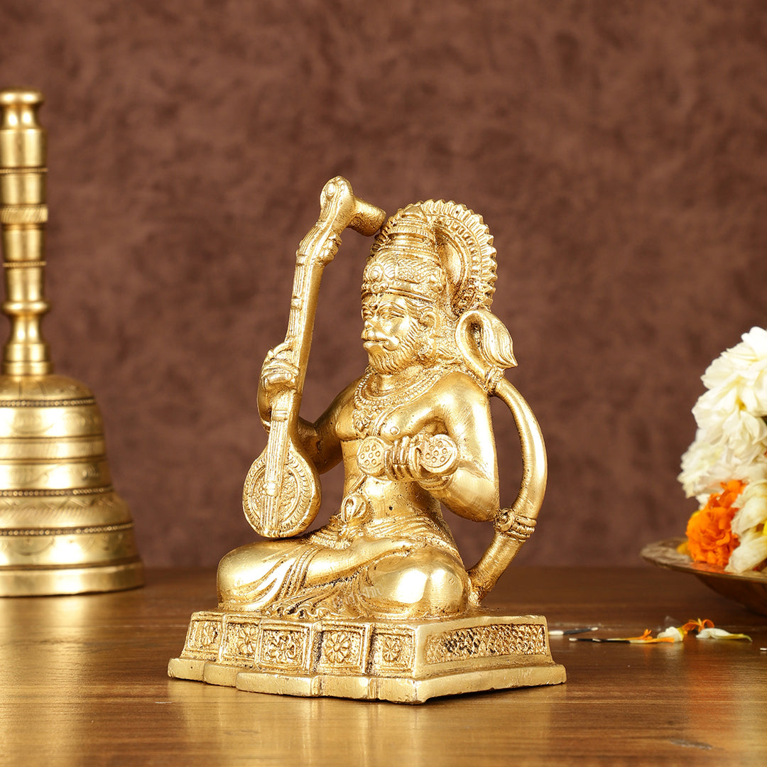 Unique Brass Bhajan Hanuman Idol | Height: 5.5 inch