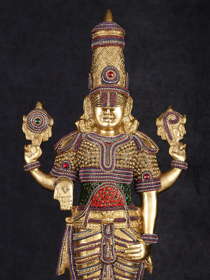 Divine Pure Brass Tirupati Balaji Idol 33" studded