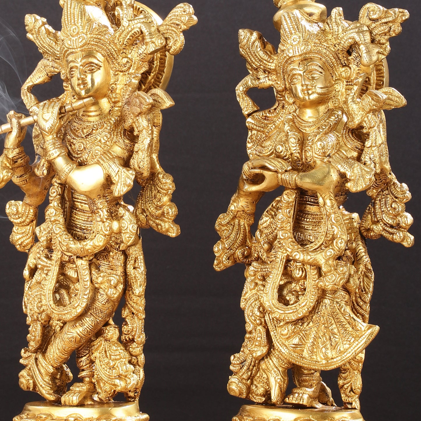 Exquisite 15-Inch Brass Radha Krishna Idols