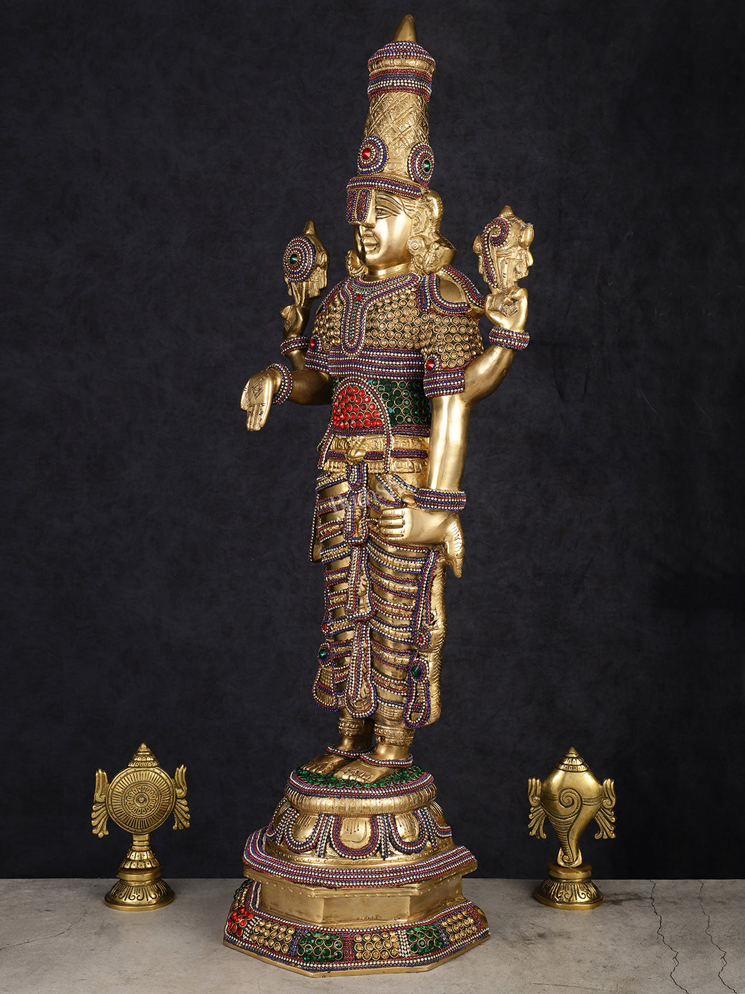 Divine Pure Brass Tirupati Balaji Idol 33" studded