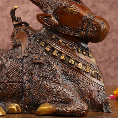 Pure Brass Nandi Statue – Vintage Bronze Tone