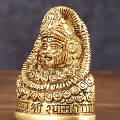 Brass Khatu Shyam Face Bust Idol - 3" Height