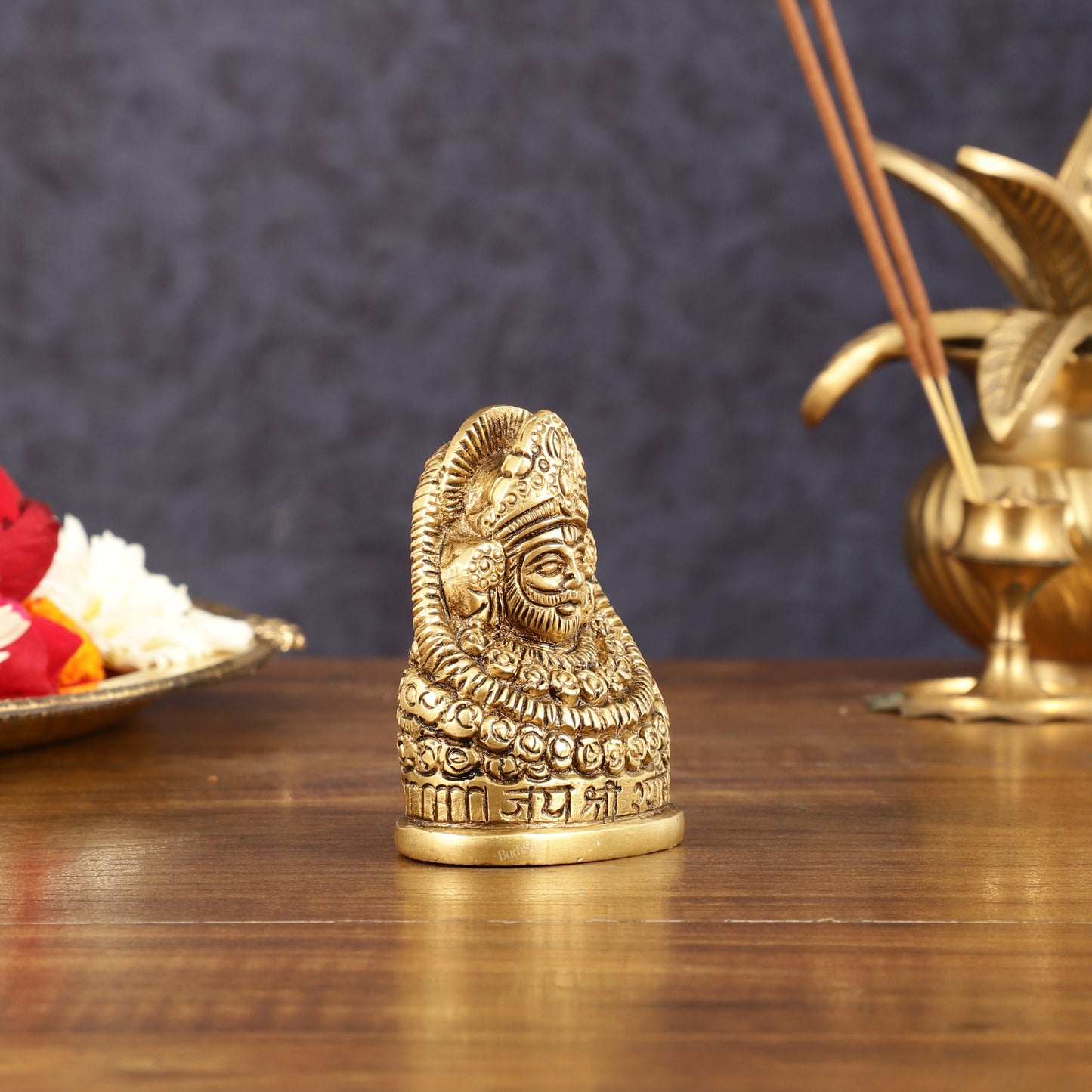 Brass Khatu Shyam Face Bust Idol - 3" Height