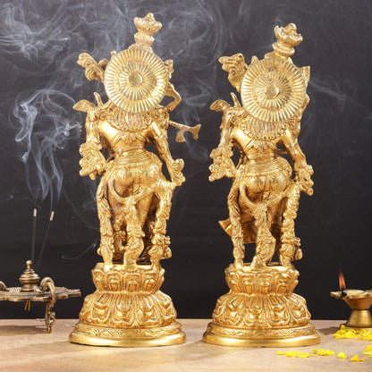 Exquisite 15-Inch Brass Radha Krishna Idols