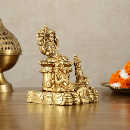 Brass Handcrafted Lord Kuber with Goddess Lakshmi and Chitralekha | Wealth and Prosperity Idol | 6" Height